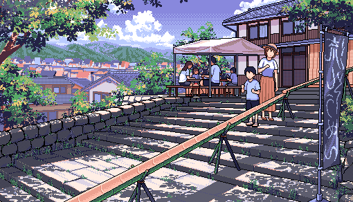 chipushishi's tweet photo. 今作ってるゲームの流しそうめんの背景を描きました https://t.co/oef5Ij4x5Z