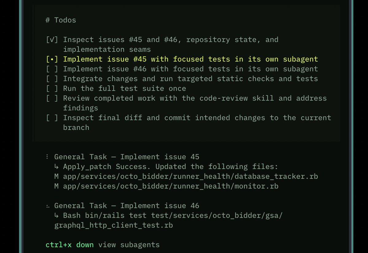 nkabbara's tweet photo. Testing out GPT 5.6 Sol with multi agent work instead of running them in separate sessions. https://t.co/AtYcwhPYBK