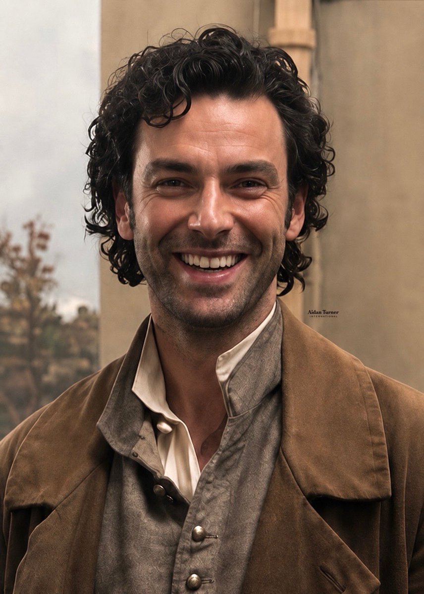 FrancineDupre's tweet photo. Aidan Turner 
My new portrait done with the original BTS picture 
I love this charming smile 🤎🤎🤎
No disrespectful watermark on his body 
 
#Aidanturner #Poldark #Ross #Aidanturnerinternational https://t.co/aQ5E0S4TN5