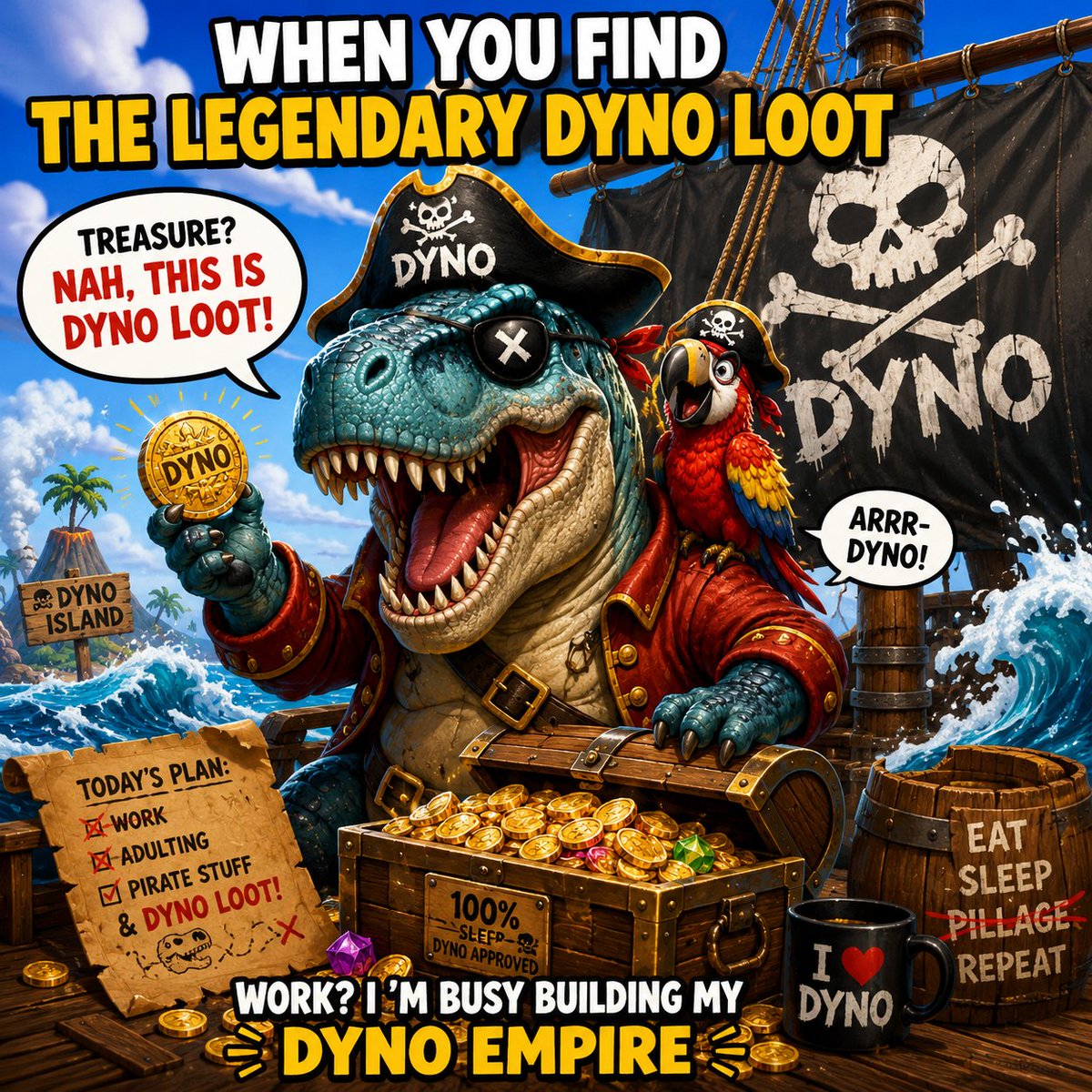 AntonioGranate8's tweet photo. ๐ดโโ ๏ธ๐ฆ Arrr... The real treasure isn't gold, it's DYNO LOOT๐ฐ
While others search for coins, the real DYNO pirates sail the seas in search of adventure, laughter and the most legendary lootโ๐
Would you join this crew๐ดโโ ๏ธ๐ฅ
@AngryDynomites @Kind_HQ
@Ronin_Network #BisonFleet https://t.co/Kctjfd6zsy