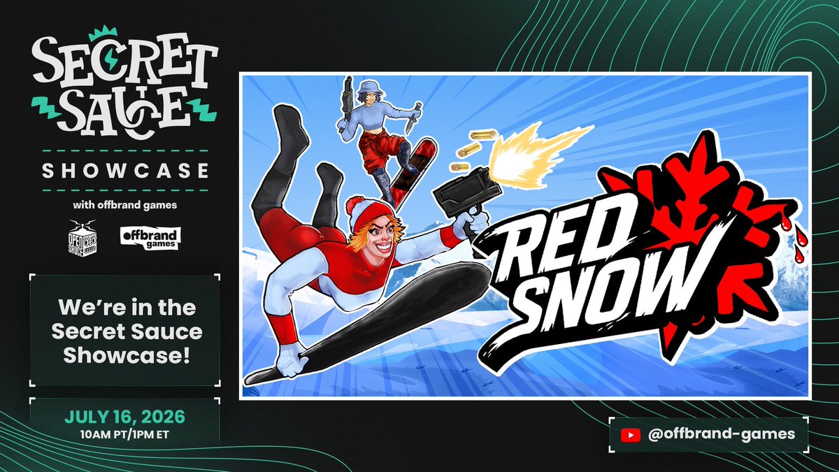 playRedSnow's tweet photo. Hyped to watch the Secret Sauce showcase TODAY featuring tons of cool indie games including your truly 
https://t.co/8JwJTn4XEm
@offbrand_games https://t.co/vyR3fh428g