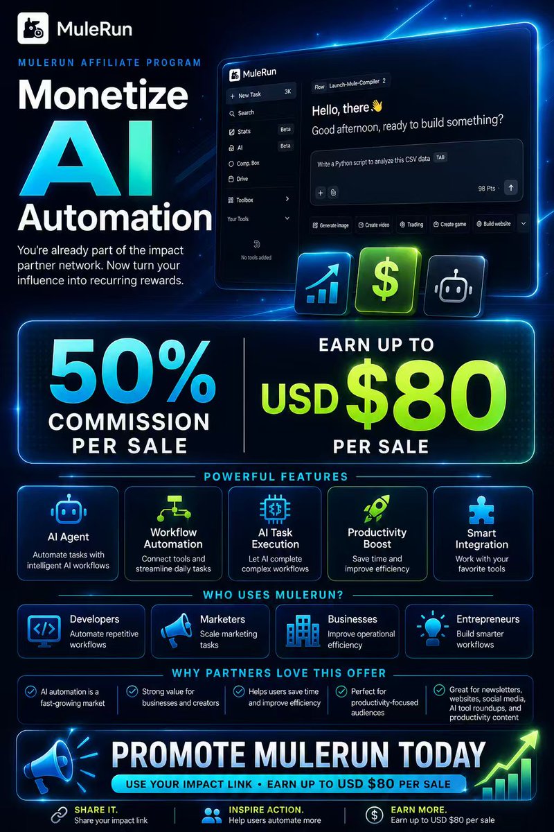 Dnels85's tweet photo. Just learned about MuleRun: 

All-in-One, Multi-Model Access
One subscription gives you access to ChatGPT, Gemini, Midjourney, Nano Banana, Manus, and other leading AI services—no need to juggle multiple accounts, platforms, or top-ups.

https://t.co/birGLvK5x6 https://t.co/VlXpqHygmZ