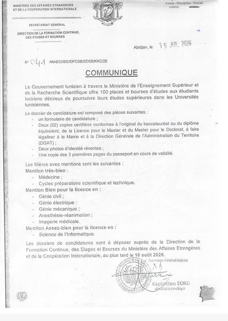 CI_Diplomatie's tweet photo. 𝑩𝑶𝑼𝑹𝑺𝑬𝑺 𝑫’𝑬́𝑻𝑼𝑫𝑬𝑺 𝑬𝑵 𝑻𝑼𝑵𝑰𝑺𝑰𝑬
#MAECI
#CICG
#EnLigneTousResponsable https://t.co/NZYzLLG1Gt