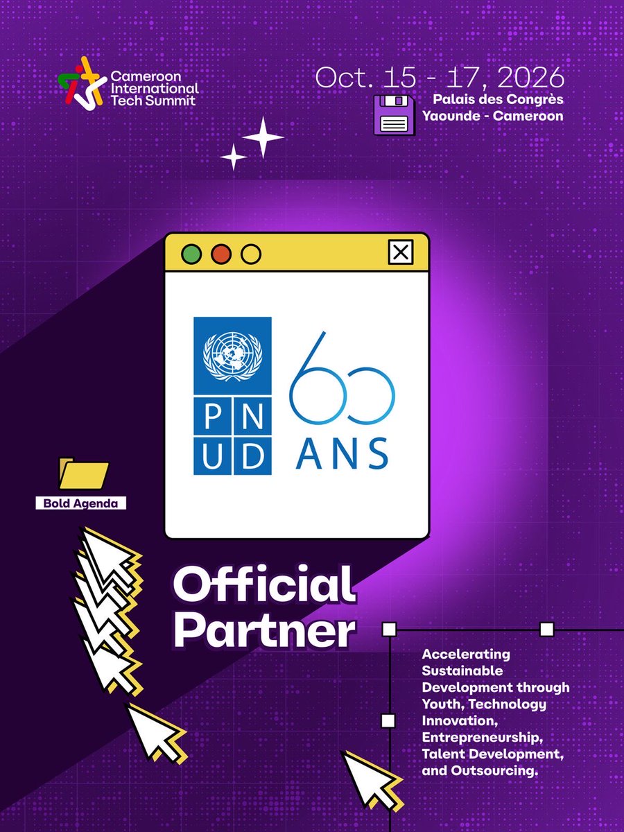 cits2026's tweet photo. It's official. UNDP is the Official Partner of CITS26.

As UNDP marks its 60th anniversary, it's backing Cameroon's boldest technology summit to accelerate sustainable development through youth, technology, innovation, entrepreneurship, and talent development. https://t.co/9wVPXA7EFN