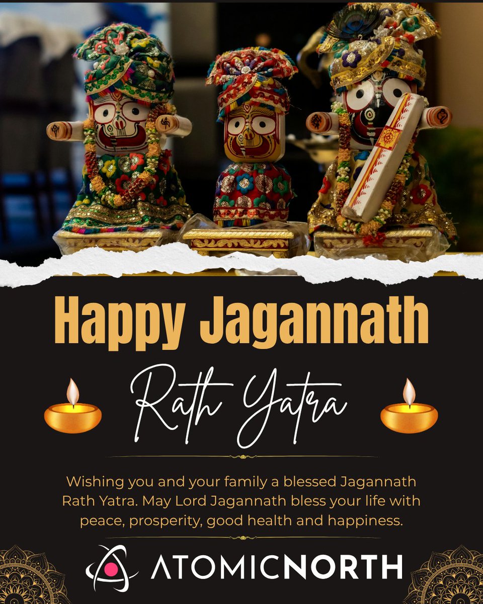 AtomicNorth's tweet photo. Jai Jagannath!

May Lord Jagannath's blessings fill your life with peace, prosperity, and good health. May every journey lead to new beginnings.

Team AtomicNorth wishes you a blessed Rath Yatra.

#JaiJagannath #RathYatra2026 #AtomicNorth https://t.co/6rcUzvvSLe