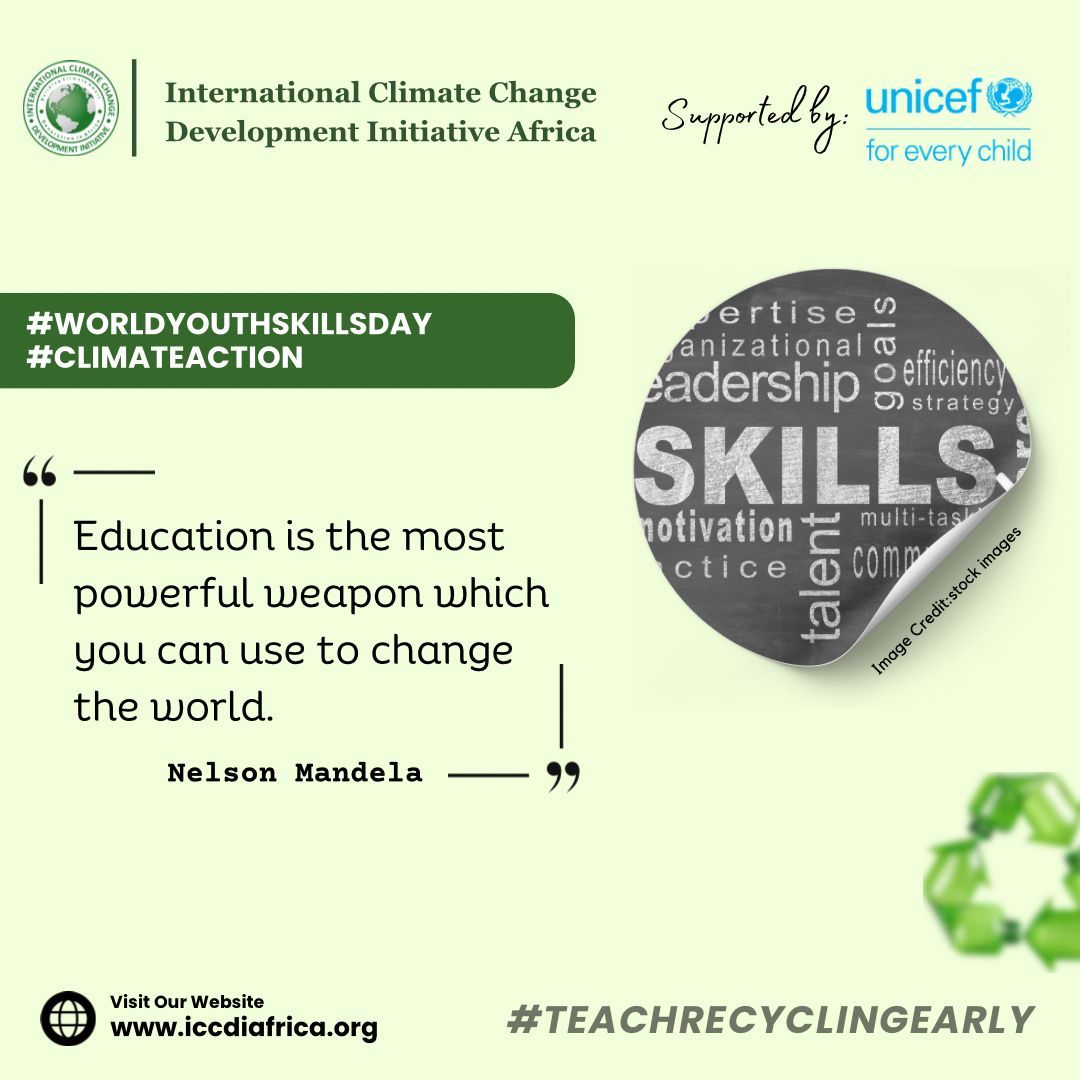 ClimateWed's tweet photo. Education is the most powerful weapon which you can use to change the world.” — Nelson Mandela #WorldYouthSkillsDay #ClimateAction https://t.co/P4XAMoh1yg