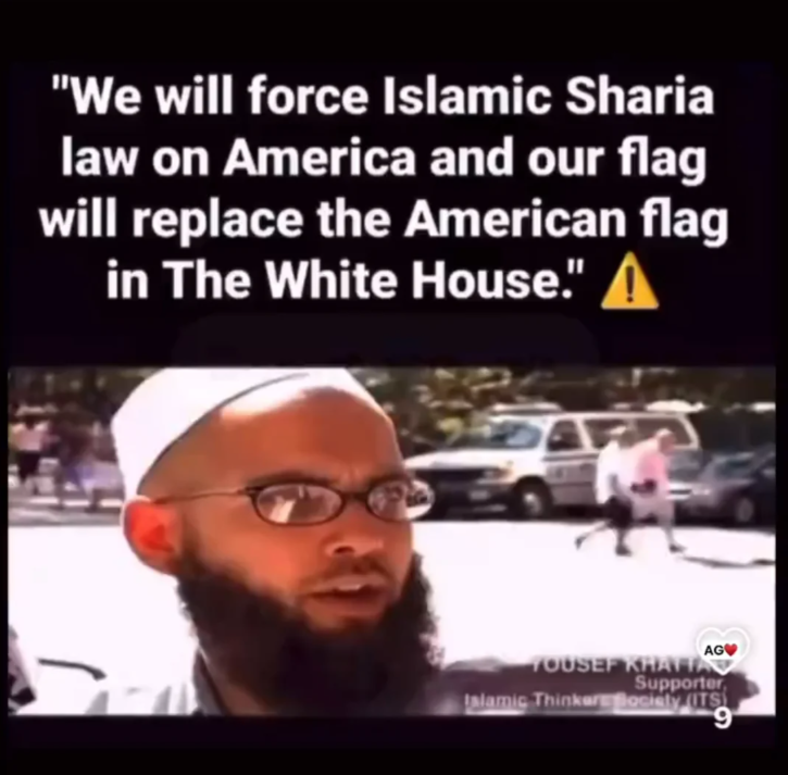 WesInman1's tweet photo. @RobKing44645429 This is why all Muslims should be sent back to the Middle East or Africa, or wherever they came from. They will tell you to your face they plan to take over your country and institute their Sharia Laws. They do not belong in Western or Christian nations, they do not assimilate. https://t.co/yWPgLd7XjV
