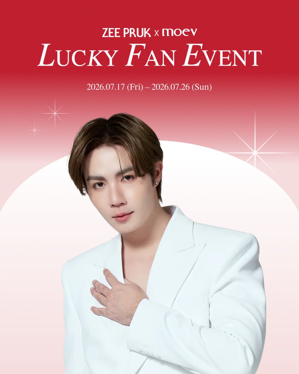 moev_official's tweet photo. ZEE YOU SOON♥

ZEE PRUK x moev Lucky Fan Event 이벤트 세트 구매 진행 중 ✨  

🔗 구매 페이지는 moev 공식 계정 프로필 링크에서 확인해주세요.

#ZeePrukXmoev 

@zee_pruk
@moev_Thailand
@moev_global
@moev_official https://t.co/5hfd8vhkjp