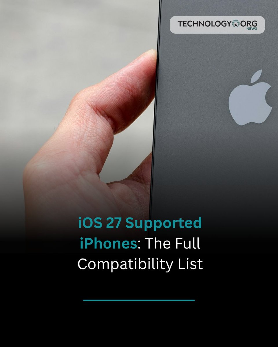 TechnologyOrg's tweet photo. Every iPhone that runs iOS 26 will also run iOS 27, all the way back to the iPhone 11. But the new Siri AI needs an iPhone 15 Pro or newer

Full article: https://t.co/oAlMj6NNRO

#technology #apple #iphone #ios https://t.co/XGBvwCSvXn