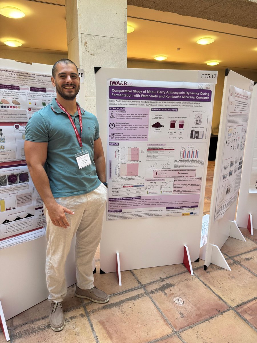 FLabfas's tweet photo. Presenting our work on fermented beverages, based on maqui an wine by- products, financed by @AgEInves @FundacionSeneca @v_agullo @CgViguera @CEBAS_CSIC https://t.co/MEnTXIZCRr
