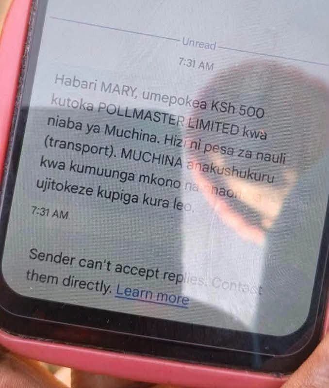 HonJBMuturi's tweet photo. I am calling upon IEBC Chairperson Erastus Ethekon and the relevant law enforcement agencies to speak up and investigate this allegations of offensive and outright bribery using mobile money transfer.

Safaricom CEO Peter Ndegwa needs to tell Kenyans why this is happening yet they are contracted by IEBC to provide telecommunications Infrustructure and technical support. If True we need nothing but resignation of both Ekethon and Ndegwa