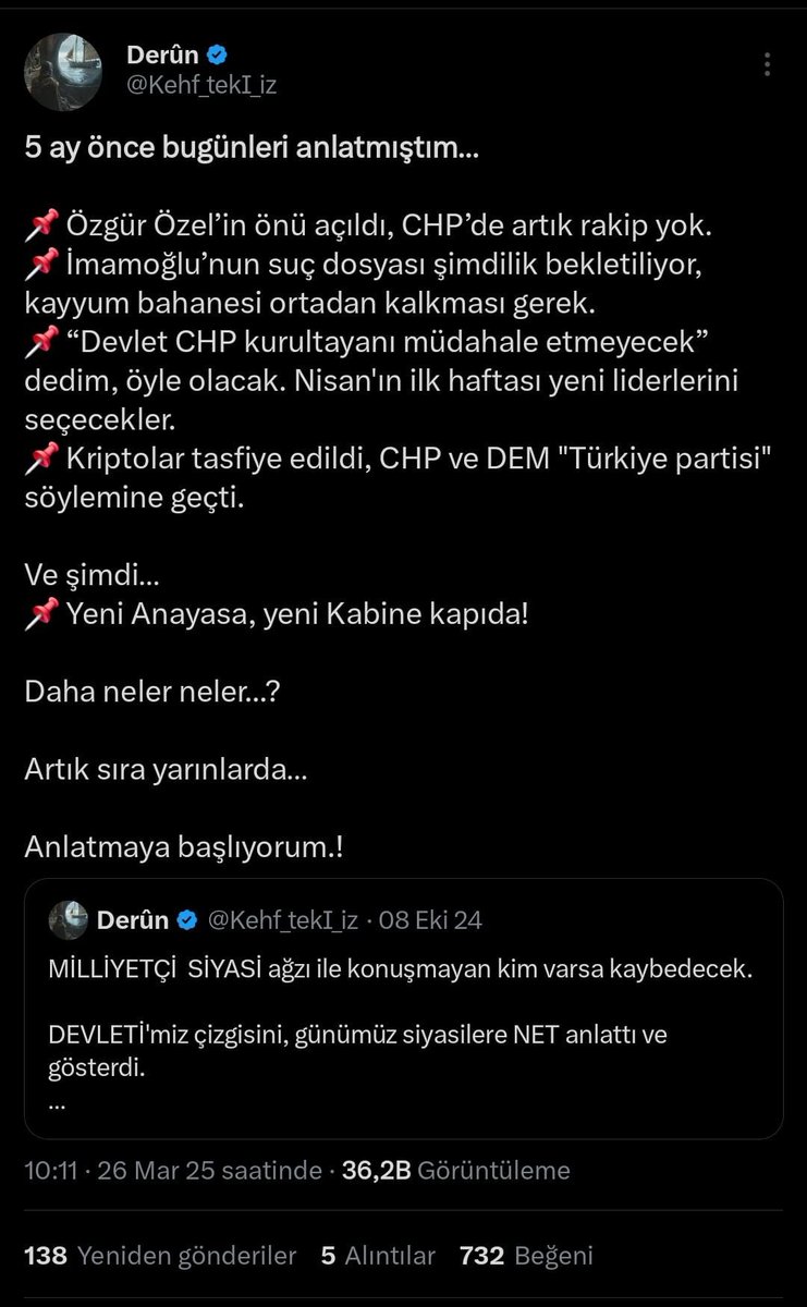 Kehf_tekI_iz's tweet photo. Tarihi DEVLET yazar…

Vakti gelince milletine anlatır.

Ama anlatılanı herkes duymaz.

Gören gözler anlar.
Duyması gereken duyar.
Geri kalan ise olup biteni sadece tesadüf sanır.

Çünkü DEVLET bazen konuşmaz…

Sadece işaret bırakır. https://t.co/PO9YipReHG