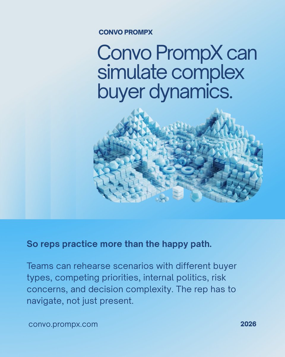 withPrompX's tweet photo. Enterprise deals do not fail because one person says no.

They fail because the rep missed the room.

Procurement. Finance. Legal. The champion. The quiet decision-maker.

Big deals need reps who can navigate people, not just pitch.

https://t.co/unQyZHGusW

#EnterpriseSales #SalesEnablement #ConvoPrompX