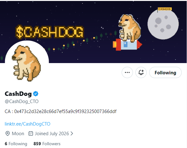 twelvecryptoss's tweet photo. $CashDog on #robinhood chain 
1. 859 twitter followers 
2. 332 X group members 
3. 10,71% token burned 
4. LOW market cap with 100x potential 
5. GOOD volume  
6. ONE of the best narrative "dogs" 
7. HAVE a big chance to swap CASHCAT 
8. 2480 telegram members

@CashDog_CTO https://t.co/Nr5VYCJhao