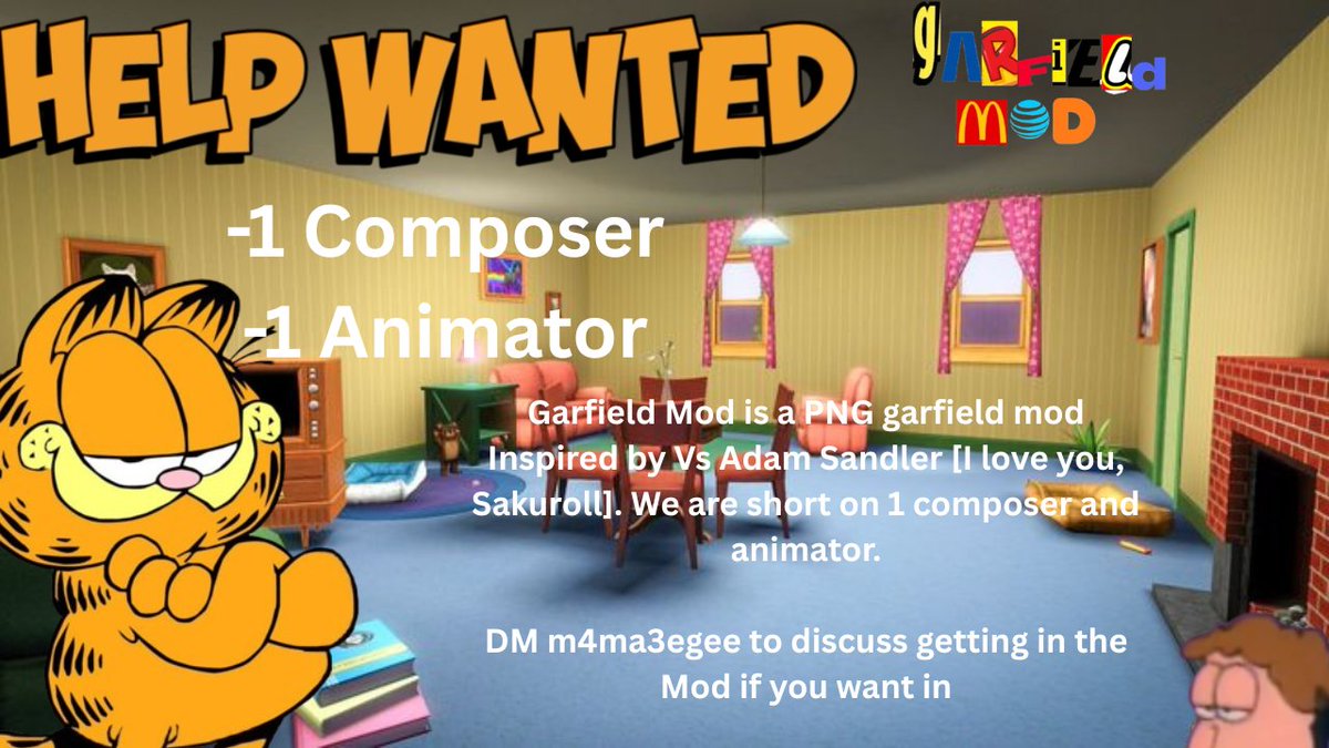 GarfieldMods's tweet photo. HELP WANTED:Garfield Mod https://t.co/RtfwuYaRJ4