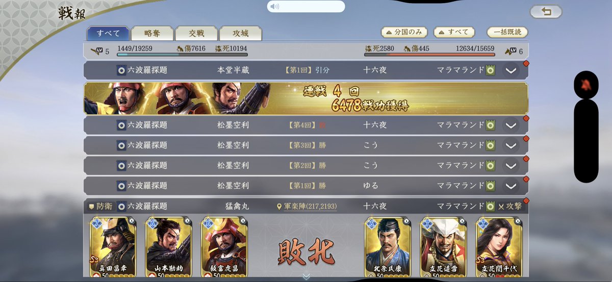 takachasu's tweet photo. 信長の野望真戦　栄冠争奪戦実施
戦備大会のセクションAは三国志真戦30鯖
伝統のマラマランドと実施
身内のメンバーの練度もわかって良い機会になりました😊
来期も六波羅探題飛躍します！
#信長の野望真戦
#栄冠争奪戦 https://t.co/TvQxNFsmfi