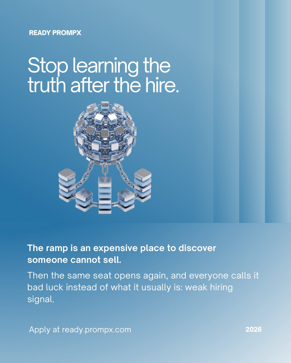 withPrompX's tweet photo. Most tools sell you on everything new you'll get to do. 

The real value of putting proof at the front of sales hiring is subtraction, all the expensive, low-signal habits you finally get to stop. 

Here's the list. → https://t.co/RtO8U2upD0

#SalesHiring #Hiring #AIHiring https://t.co/NRrTPiL23k