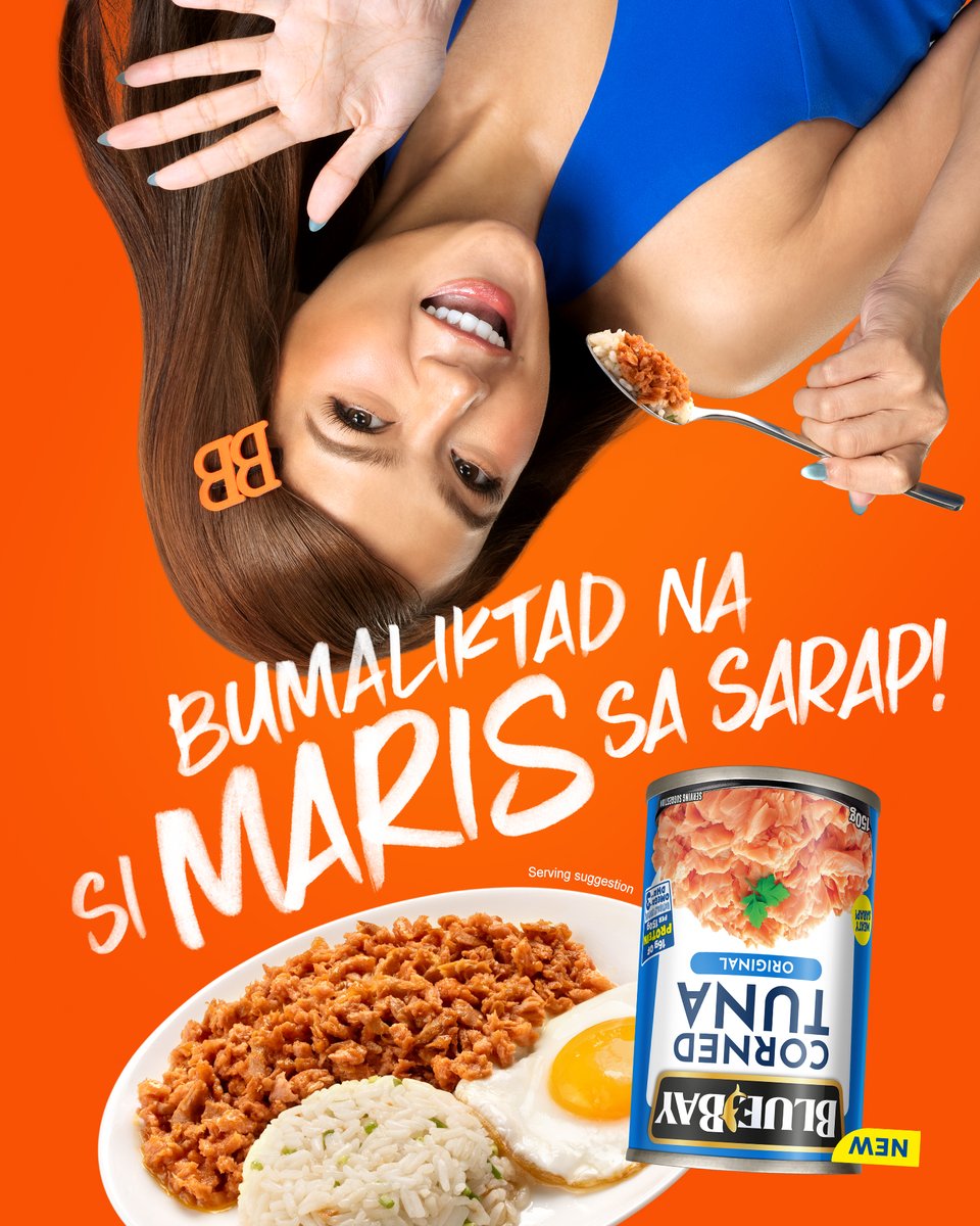 BlueBayc2na's tweet photo. Limang pitik naman dyan with soft moves for the Best in Baliktad na Baykada, Maris! 🧡💙
#BlueBayCornedTuna #BabaliktadKaSaSarap 
#marisracal https://t.co/BAWcv0exvD