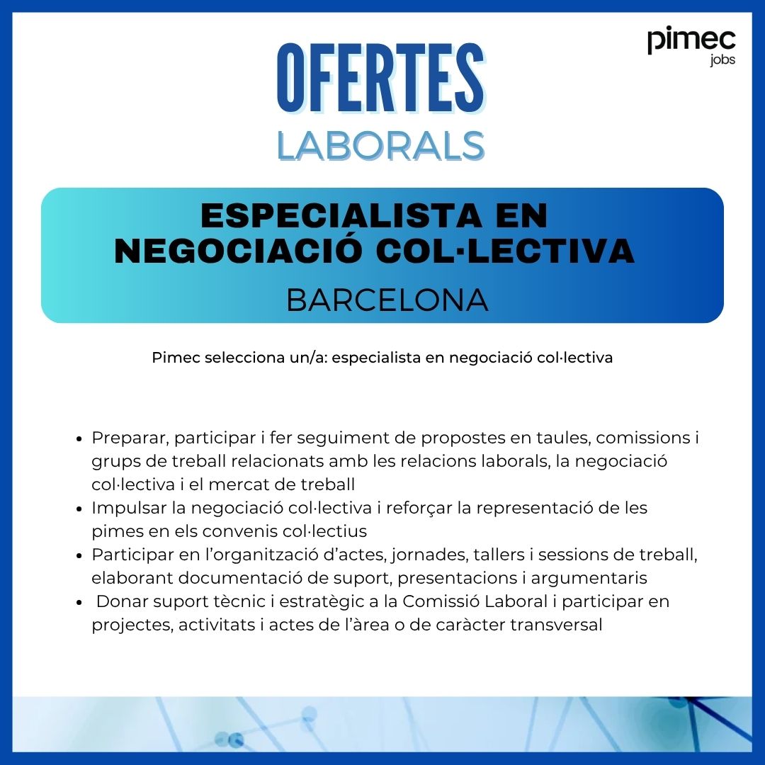 PimecFormacio's tweet photo. 💼Des de #Pimecjobs estem buscant els següents perfils de feina. Si hi estàs interessat/ada, només has d'anar al nostre perfil de LinkedIn per aplicar a les ofertes!
 
👉 https://t.co/loRLMb29qt https://t.co/EDQLcNCXcH