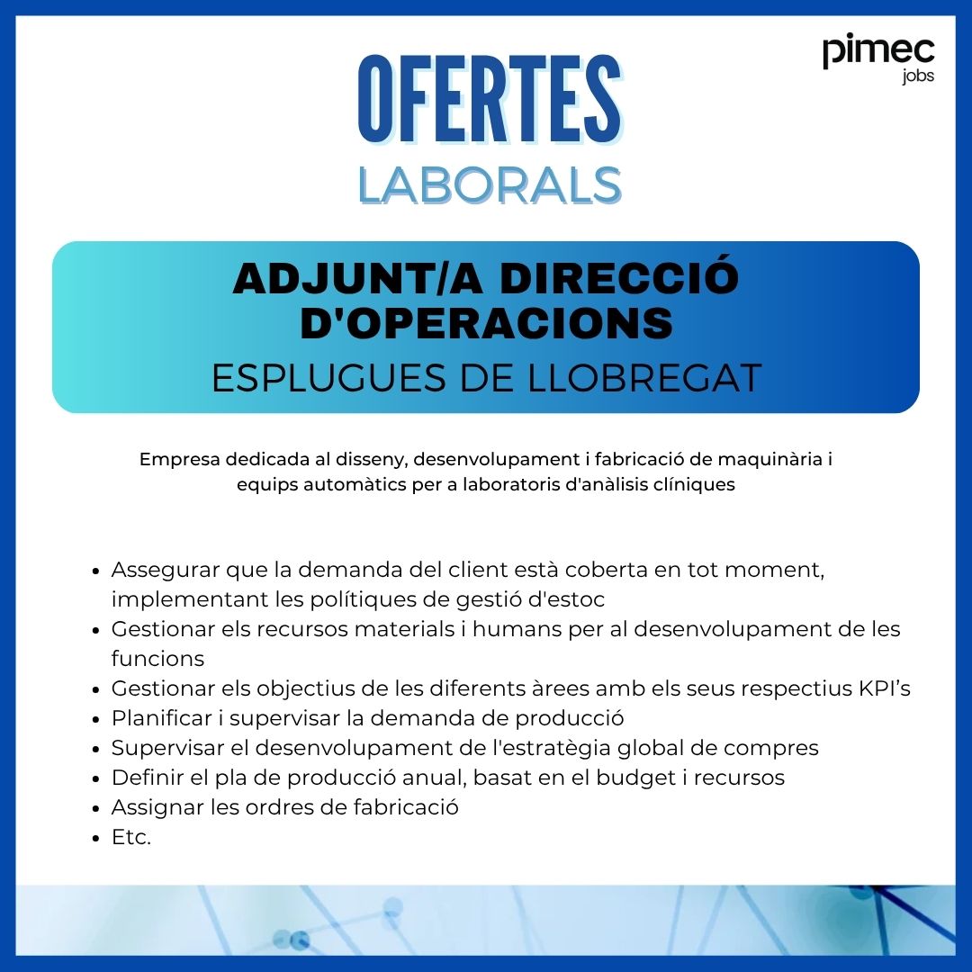 PimecFormacio's tweet photo. 💼Des de #Pimecjobs estem buscant els següents perfils de feina. Si hi estàs interessat/ada, només has d'anar al nostre perfil de LinkedIn per aplicar a les ofertes!
 
👉 https://t.co/loRLMb29qt https://t.co/EDQLcNCXcH