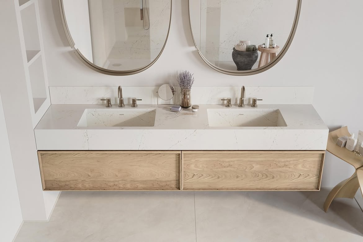Silestone's tweet photo. Take a look at this moodboard, Siberian reinterprets the classic Calacatta marble, bringing subtlety and elegance through a pattern of warm veins intertwined with grey veins. Get inspired at https://t.co/B8RkGorhfD https://t.co/40EtUDNb1J