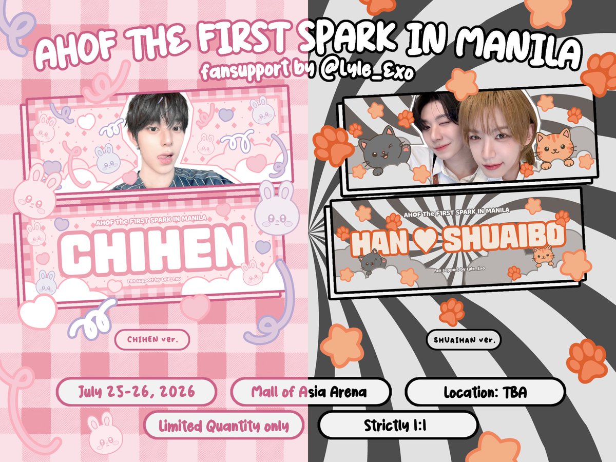 Lyle_Exo's tweet photo. ✨ AHOF The First Spark in Manila FREEBIES ✨

Fan Support by Me 💕

- like &amp; rt 
- limited qty!!
- loc: tba (will post loc on the day)
- onsite trades only
- strictly 1:1

Going on Day 1 &amp; Day 2 🫶🏻

Design by: @krizzyeollie 

#AHOF  #아홉 
#THE_FIRST_SPARK_IN_MANILA https://t.co/g2rqWlm7E7