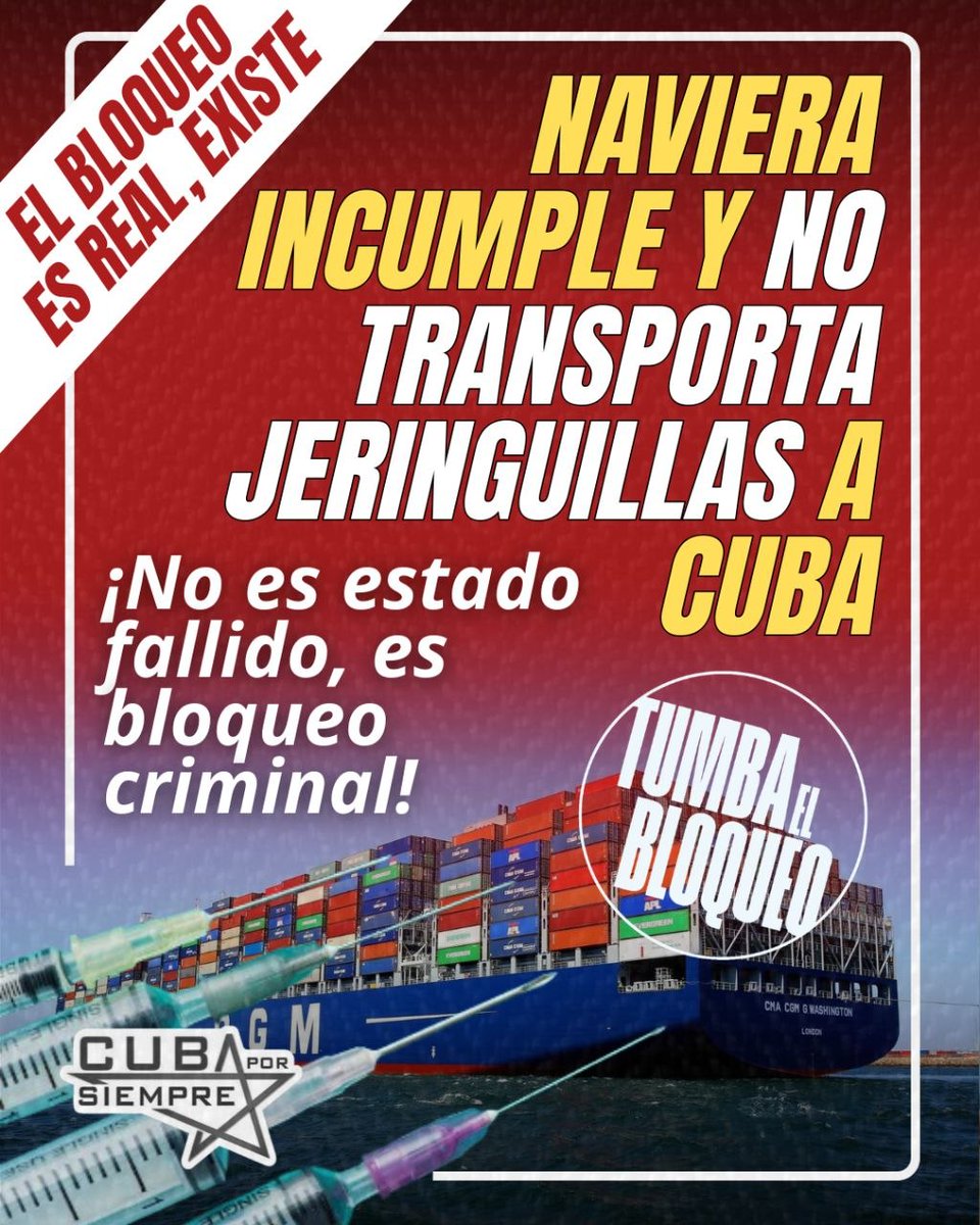 MirticaMesa's tweet photo. 🇺🇸🇨🇺 La empresa naviera francesa CMA CGM ha incumplido flagrantemente su contrato de transporte al retener de manera arbitraria en el puerto de Kingston, Jamaica, decenas de contenedores cuyo destino final es Cuba
#TumbaElBloqueo
#MiMoncadaEsLaPatria
#CubaEstaFirme https://t.co/bfc0YAZzuq