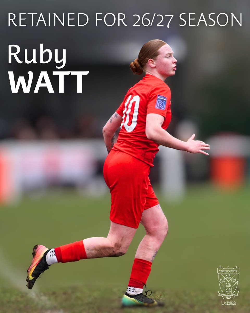 YorkCityLFC's tweet photo. We are delighted to announce that Ruby Watt has been retained ahead of the 2026/2027 campaign ✍

#YCLFC #MinsterBelles #FAWNL https://t.co/U8TozrP86w