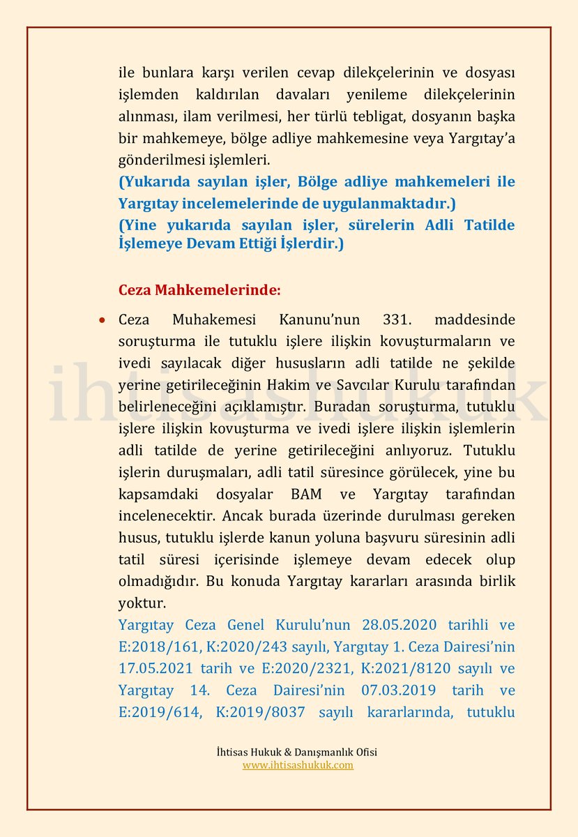 ihtisashukuk's tweet photo. ADLİ TATİLDE GÖRÜLMEYE DEVAM EDEN İŞLER https://t.co/jOSLSAb7LR