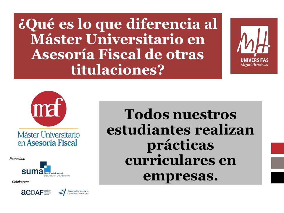 Maf_UMH's tweet photo. Ayer se abrió el segundo período de preinscripción en el Máster Universitario en Asesoría Fiscal, ¡y por eso venimos con otra característica que diferencia nuestro Máster de otras titulaciones. https://t.co/bvd6UbHleN