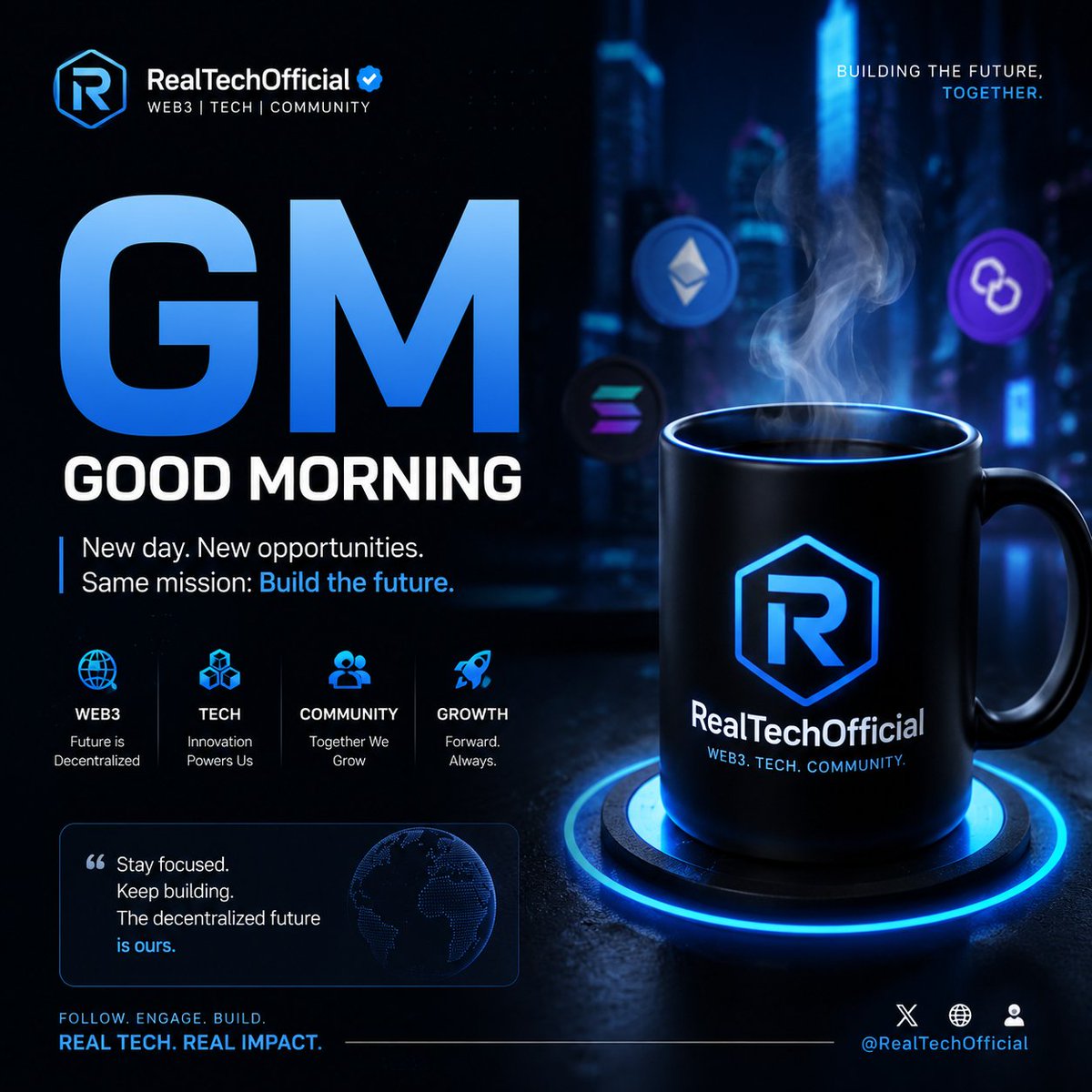 ridwanullah58's tweet photo. GM builders ☕💙
Another day to innovate, connect, and shape the decentralized future. 🌐
#GMWeb3 #Web3Community #Blockchain #Innovation #Crypto https://t.co/fX9gyS48iD