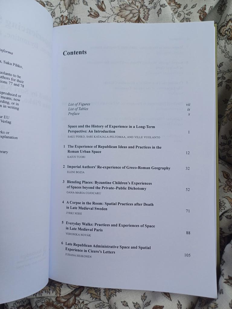 simelius's tweet photo. Got a new book! 

Many interesting chapters on experiencing space in the past, including chapters dealing with Roman administration and republicanism - one of them mine. https://t.co/zAPY5KHr0t