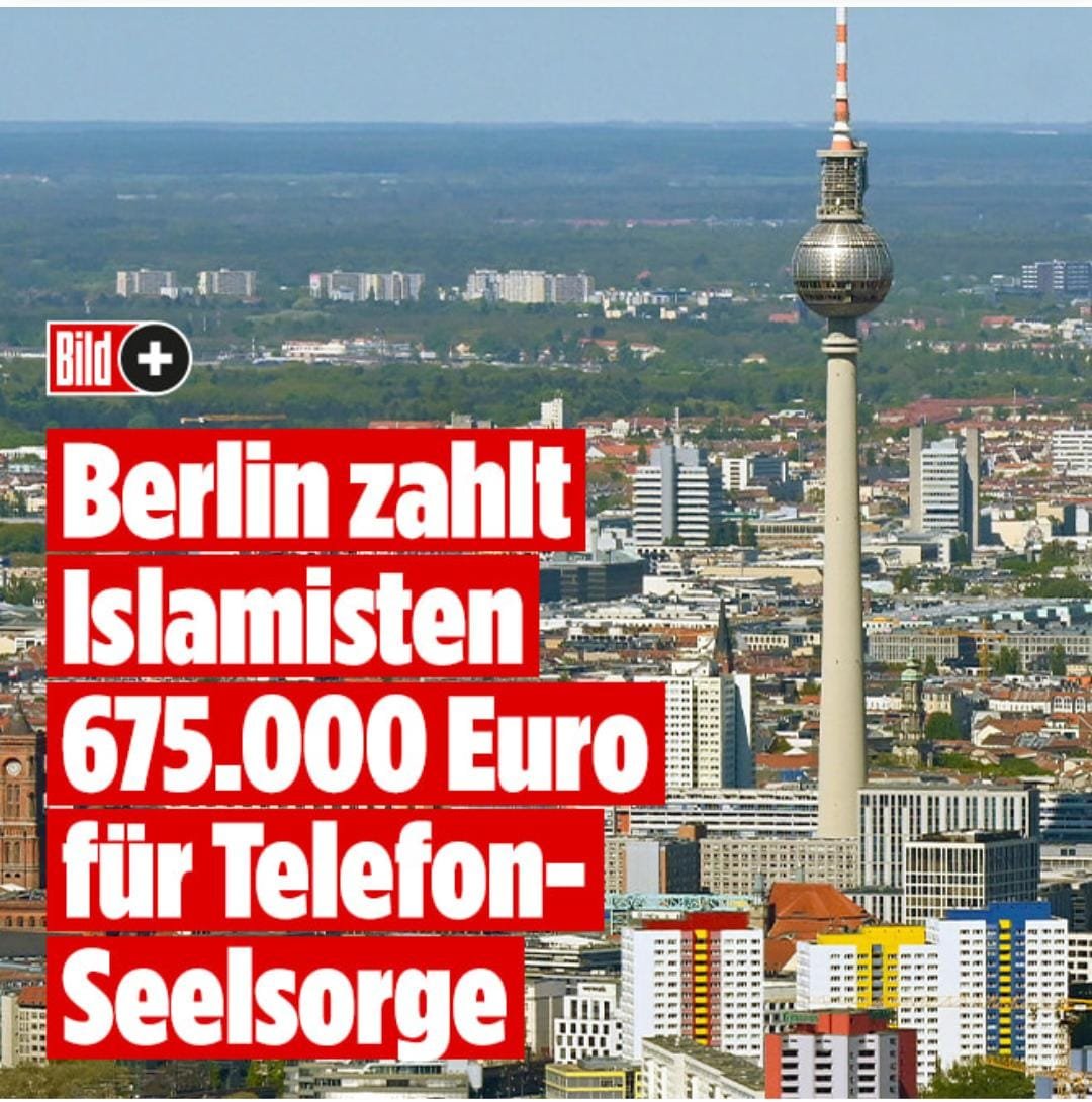 AK_Polis's tweet photo. Der Berliner Senat zahlt jährlich 135.000 Euro an das „Muslimische Seelsorge Telefon“ von Islamic Relief Deutschland. Die Organisation wird von den Sicherheitsbehörden seit Jahren wegen Bezüge zur islamistischen Muslimbruderschaft beobachtet. Von 2022 bis 2026 summiert sich die Förderung auf insgesamt 675.000 Euro. Das enthüllt eine parlamentarische Anfrage (Drucksache 19/26484).

Verantwortlich ist laut Drucksache „die für Gesundheit zuständige Senatsverwaltung“. Laut Geschäftsbericht ist die Landeskasse Berlin bundesweit der einzige staatliche Geldgeber. Noch erstaunlicher, was Gesundheitssenatorin Ina Czyborra (SPD) auf BILD-Anfrage ausrichten ließ: „Eine Einstellung der Förderung ist derzeit nicht geplant.“

Der stv. CDU-Fraktionsvorsitzende im Bundestag, Günter Krings: „Islamisten sind sicher nicht die richtigen Empfänger einer staatlichen Förderung. Es offenbart auch ein merkwürdiges Verständnis, wenn eine SPD-Gesundheitssenatorin meint, Muslime in seelischen Notsituationen würden am besten durch einen radikalen islamistischen Verein betreut.“

https://t.co/1svym6cUCY