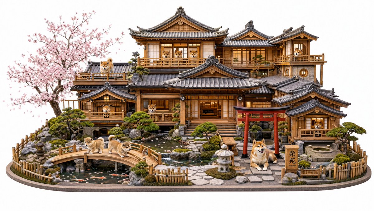 Shiba Inu Japanese Mansion Diorama
