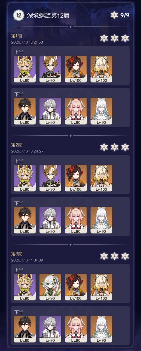 ao7_game's tweet photo. 螺旋更新！
いつものようにコンビ＋岩パ。
と行きたかったけど、12-3 岩パ無理やー🫠
草神様の力をお借りした。。
この玉っころめ😡 https://t.co/7cNVFVv8X3