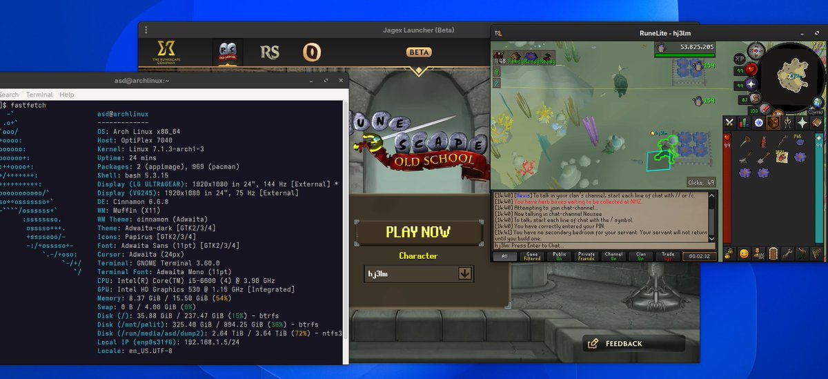 KelaGamer1's tweet photo. Massive W for Jagex and all Linux gamers. Thank you! @OldSchoolRS https://t.co/JJa0VhGVOA