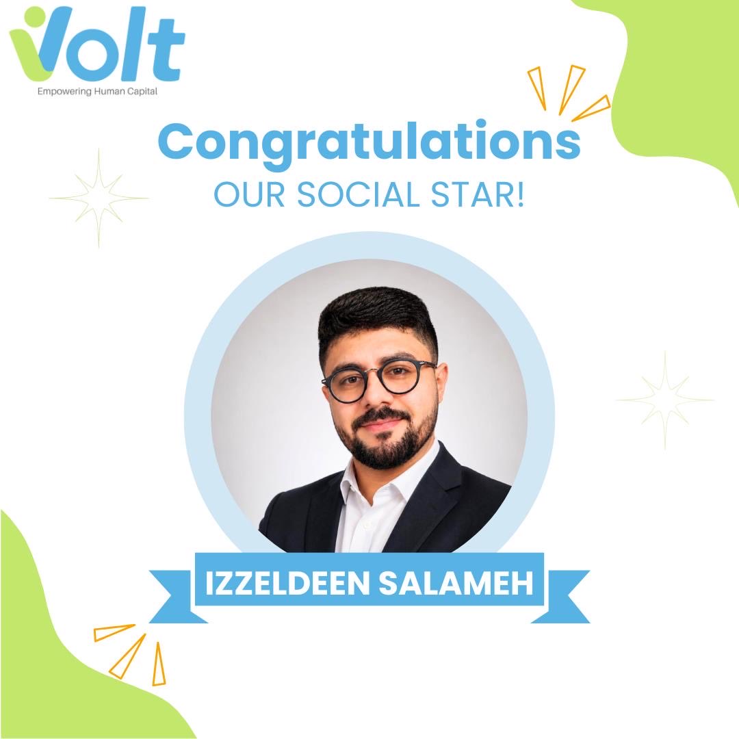 HrmsVolt's tweet photo. Congrats to Izzeldeen Salameh, our Social Star of the Quarter🌟!
#SocialStar #volthrms #humanresources #performancemanagemen #hrmanagement https://t.co/tqScL8Cx07