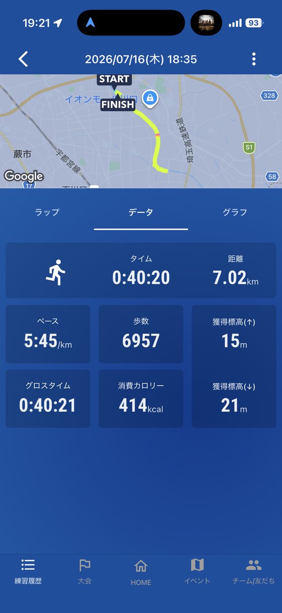 run44653's tweet photo. 7月8日までは10キロ目安に走れていましたが急に暑くなり順応出来ていない感じだったのでペースは同じくらいにして12日5キロ、14日6キロ、今日7キロと無理せず徐々に上げて週末は10キロに戻したいなぁ〜😌（暑さに気持ちが負けてます😆） https://t.co/lF2lh0V9nR