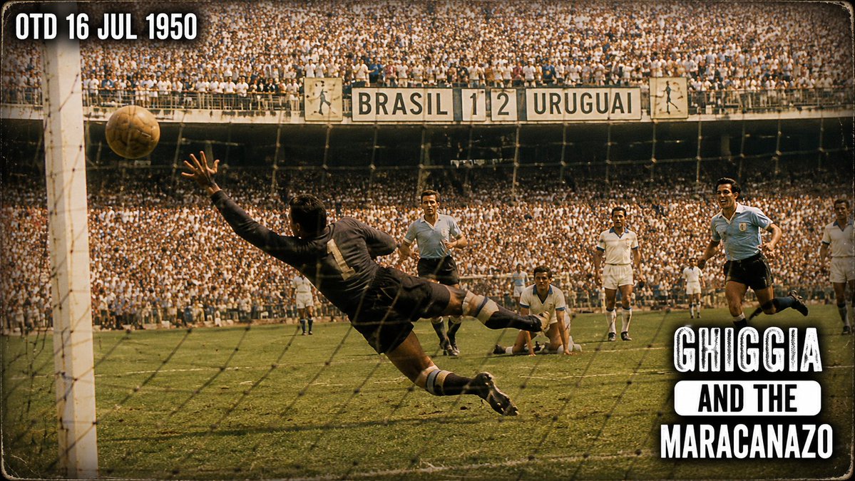 17LawsGuy's tweet photo. How does a stadium holding 200,000 people go completely silent?

#OnThisDay in 1950, @Uruguay beat Brazil 2-1 in the decisive match of the @FIFAWorldCup. Brazil needed only a draw. Ghiggia titled the coronation.

The Maracanazo.

🧵 @sp1873 @footyheritage @AHIFU2019 https://t.co/G6SoPUi2JE