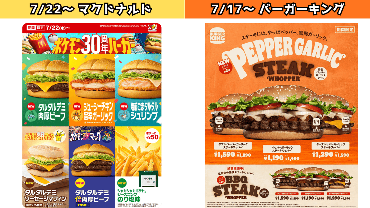 7/16のグルメNEWS🫣 ・マック ポケモン 30周年バーガー ・バーガー