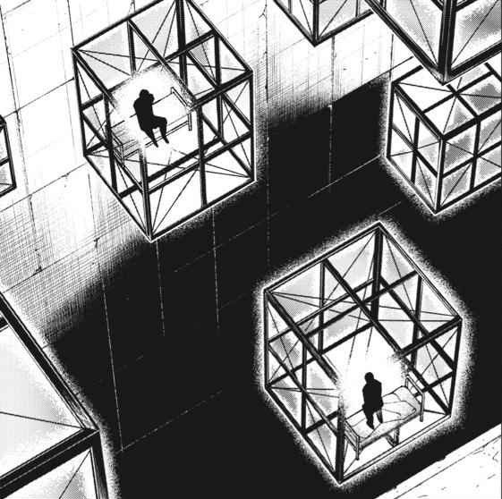 gloomstoevsky's tweet photo. Other meursault prisoners listening in on Dazai and Fyodor’s conversations and arguments https://t.co/H3Ddk8qlyN