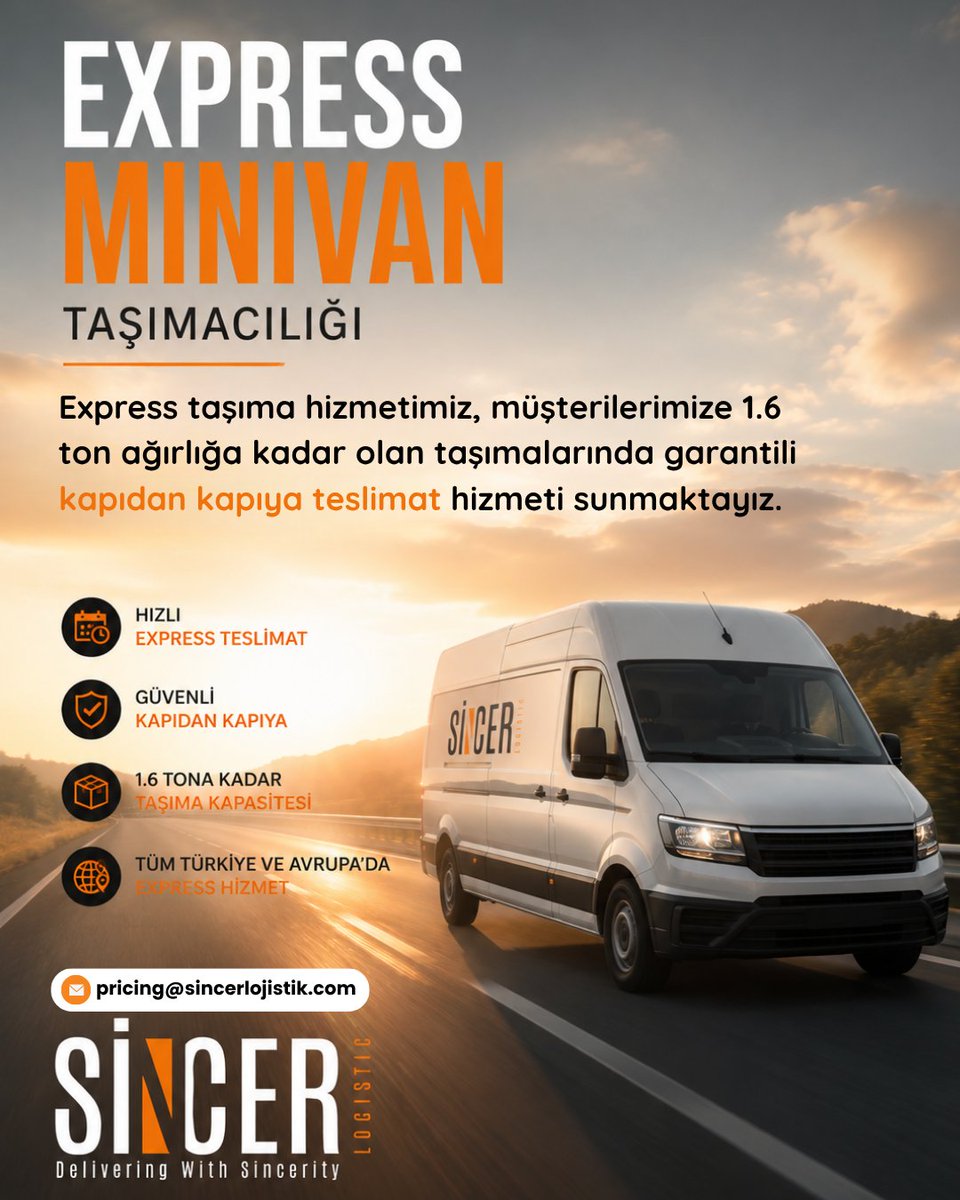 sincerlogistics's tweet photo. Express taşıma hizmetimiz, müşterilerimize 1.6 ton ağırlığa kadar olan taşımalarında garantili kapıdan kapıya teslimat hizmeti sunmaktayız.
.
.
.
#logistics #internationalshipping #freightforwarding #globaltrade #cargo #supplychain #transportation #freight #shipping https://t.co/nu6nmYn4fL
