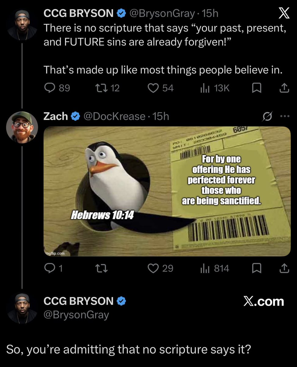 aj_powers's tweet photo. I don’t know what cult @BrysonGray is in, but unless you call upon Christ and Christ alone as your Savior, no amount works could redeem you from the sins you commit just today. Much less the entirety of your future sins. https://t.co/0TxDvkVbTa