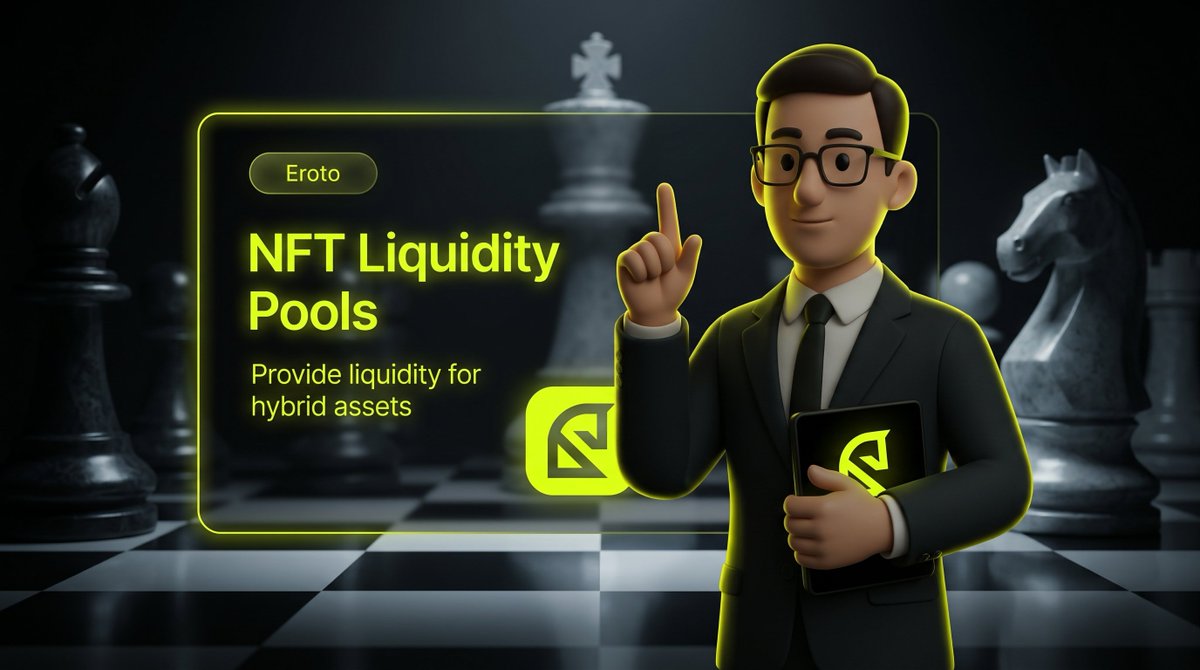 ErotoHood's tweet photo. Eroto introduces NFT Liquidity Pools that unlock continuous liquidity for hybrid assets. By reducing trading friction and improving market efficiency, digital assets become easier to exchange without sacrificing ownership flexibility. https://t.co/6OBsujdC1p