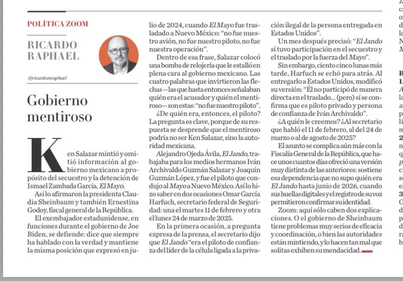 ricardomraphael's tweet photo. Respecto de “El Jando” sólo caben dos explicaciones: o el gobierno de Claudia Sheinbaum tiene problemas muy serios de eficacia y coordinación, o bien las autoridades están mintiendo, y lo hacen tan mal que solitas exhiben su mendacidad. https://t.co/sCsAKNFXCg