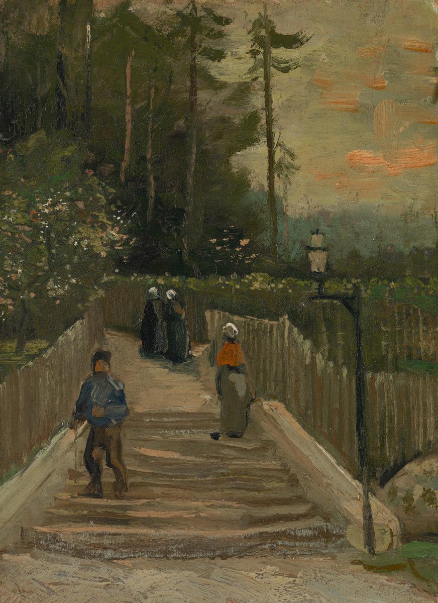 vangoghmuseum's tweet photo. A small painting with a remarkable family history. ❤️
Painted by Vincent van Gogh in 1886, ‘Path in Montmartre’ was cherished for generations by the Van Gogh family. Jo van Gogh-Bonger, Theo van Gogh’s widow, kept it on her mantelpiece. Later, her son Vincent Willem van Gogh hung it in his own home. Vincent Willem went on to play an important role in establishing the Van Gogh Museum, where the painting eventually found its permanent place.
Want to learn more about Van Gogh and his family? Visit ‘Vincent’s Path to Fame’, on view until 6 September.
🖼️ ‘Path in Montmartre’, 1886: now on view © Van Gogh Museum