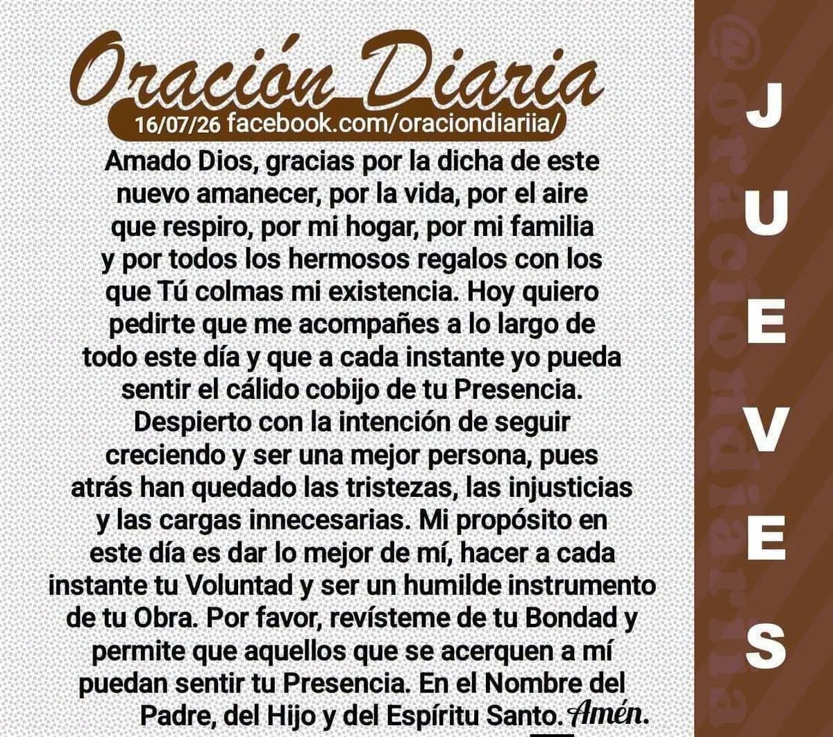 Alidacarb's tweet photo. Amado Dios, gracias por la dicha de éste nuevo amanecer, por el aire , por la vida, por el aire que respiro, por mi hogar, por mi familia y por todos los hermosos regalos con los que tú colmas mi existencia....
Amén 🌹 🙏 🙏 🙏 🙏 🙏 🙏 🙏 🌹 https://t.co/OEfO0xVZQv