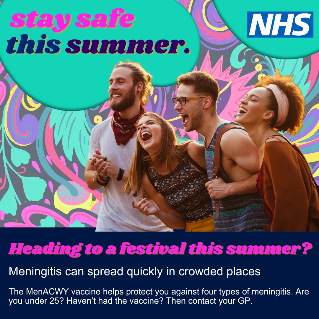 Derbyshirecc's tweet photo. Heading to a local festival? Make sure you and your friends stay safe. Meningitis and measles can spread quickly in crowded places so ensure that your vaccinations are up to date. https://t.co/YIVzIrF5UA https://t.co/STMKyYlSko