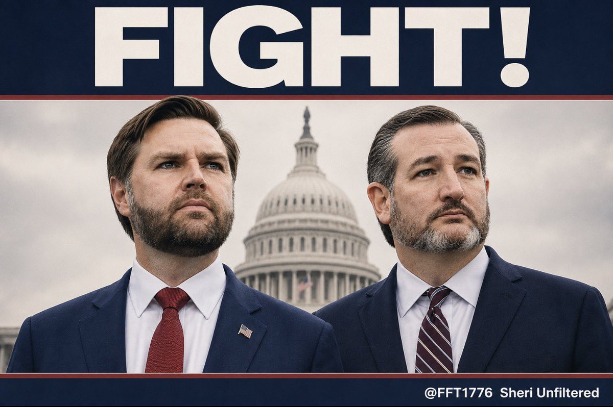 FFT1776's tweet photo. JD Vance and Ted Cruz, stand up in unison and fight! … 

for the SAVE AMERICA Act …

RIGHT. NOW. https://t.co/o59T34A9CL