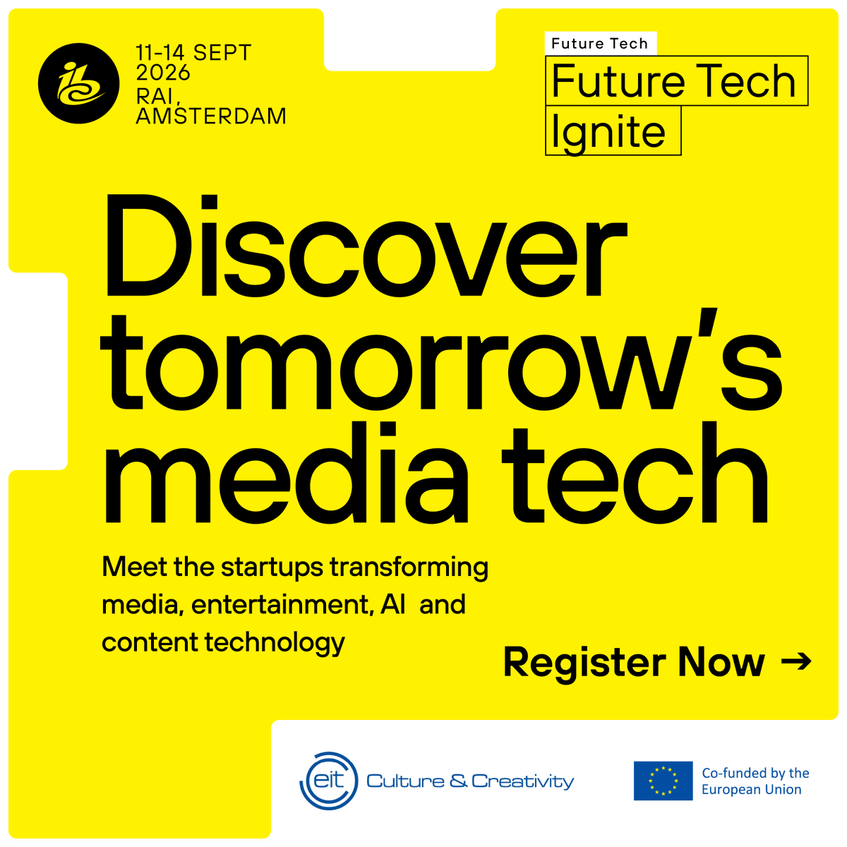 IBCShow's tweet photo. Calling innovative startups!

Future Tech Ignite at #IBC2026 is your opportunity to showcase your innovation, connect with global industry leaders and put your business in front of more than 45,000 #media and #tech professionals.

🔗Apply today: https://t.co/R1Ixe7ab8m https://t.co/6y3wMsPdgZ